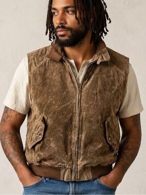 Orvis Suede Leather Zip Vest XL Brown Rugged Workwear Heritage